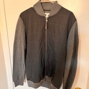 Men's Black and Gray Zip-Up Sweater